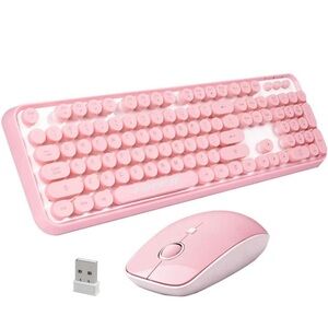 Pink Wireless Keyboard and Mouse Set